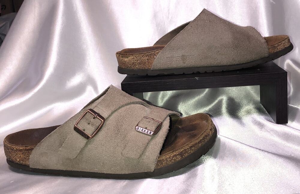 Birkenstock Zurich Sandals Taupe Suede 245 L7 M5 Womens Size EU 38 US 7 to 7.5